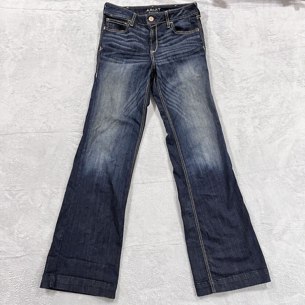 Ariat Jeans Perfect Rise Bootcut Wide Leg 30 Long Trouser Blue Denim Womens